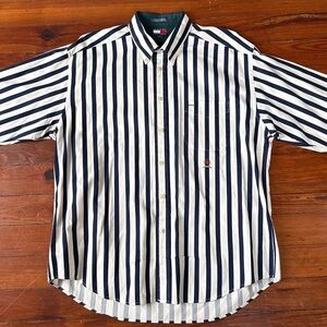 Tommy Hilfiger Navy and White Striped Shirt